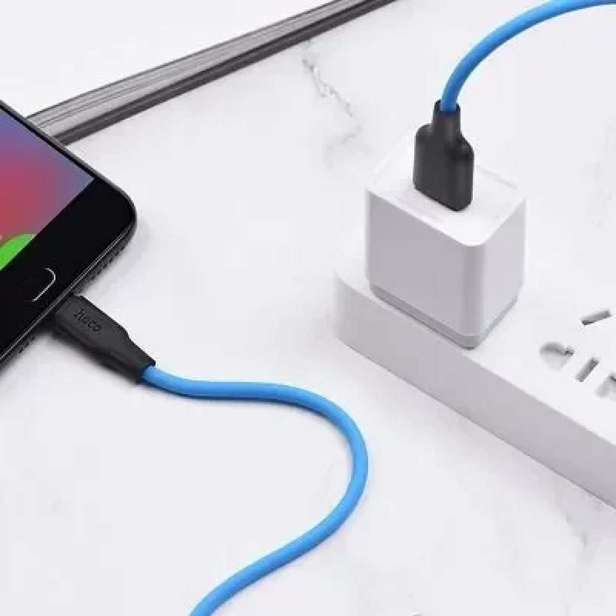 Hoco X21 Plus Braided USB 2.0 to micro USB Cable Μπλε 1m (711885)