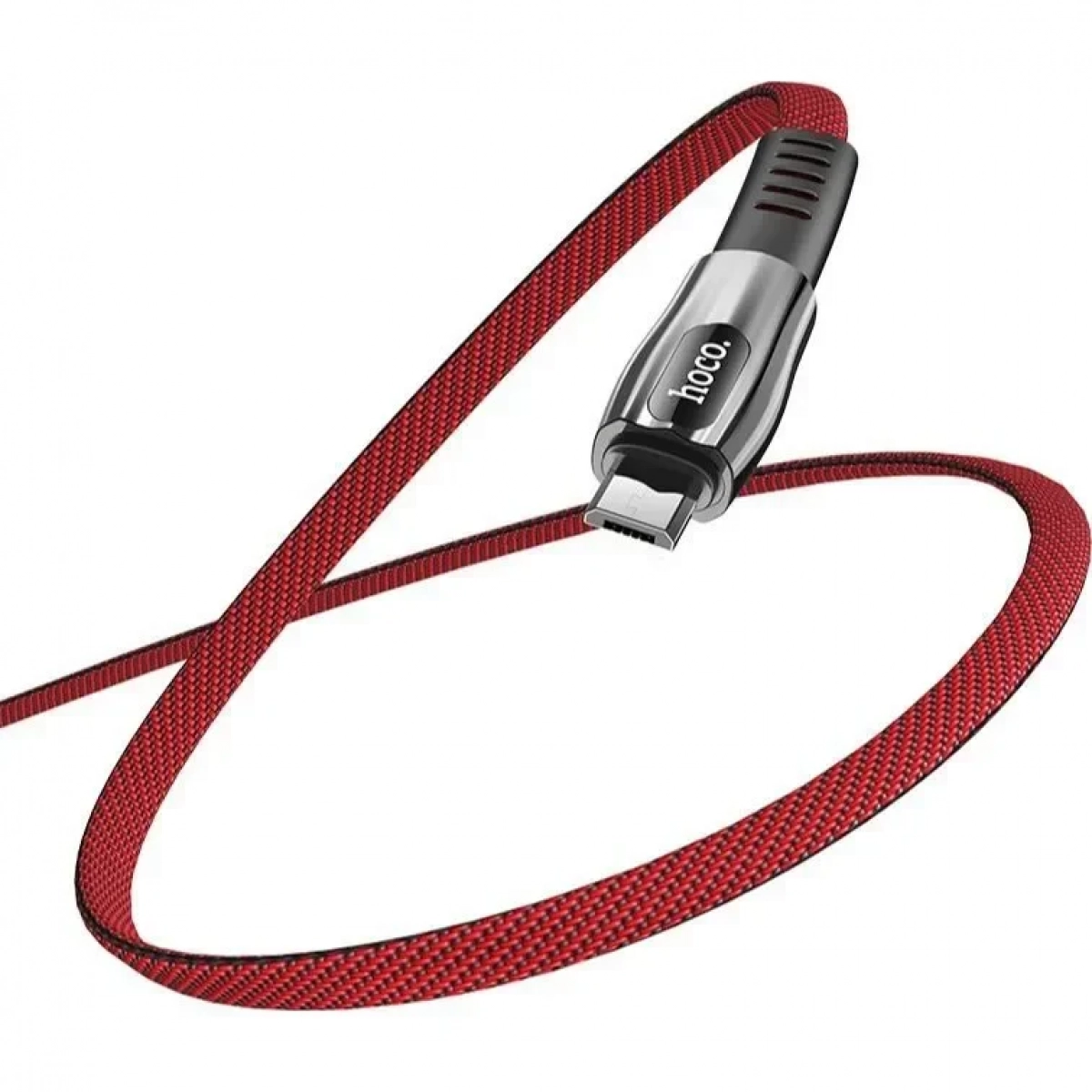 Hoco U70 Splendor Flat / LED USB 2.0 to micro USB Cable Κόκκινο 1.2m (711618)