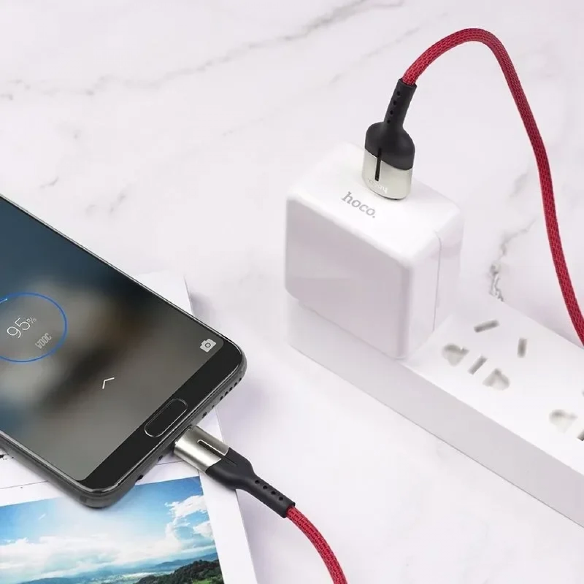 Hoco Braided USB 2.0 to micro USB Cable Κόκκινο 1.2m (HC-U68MR)
