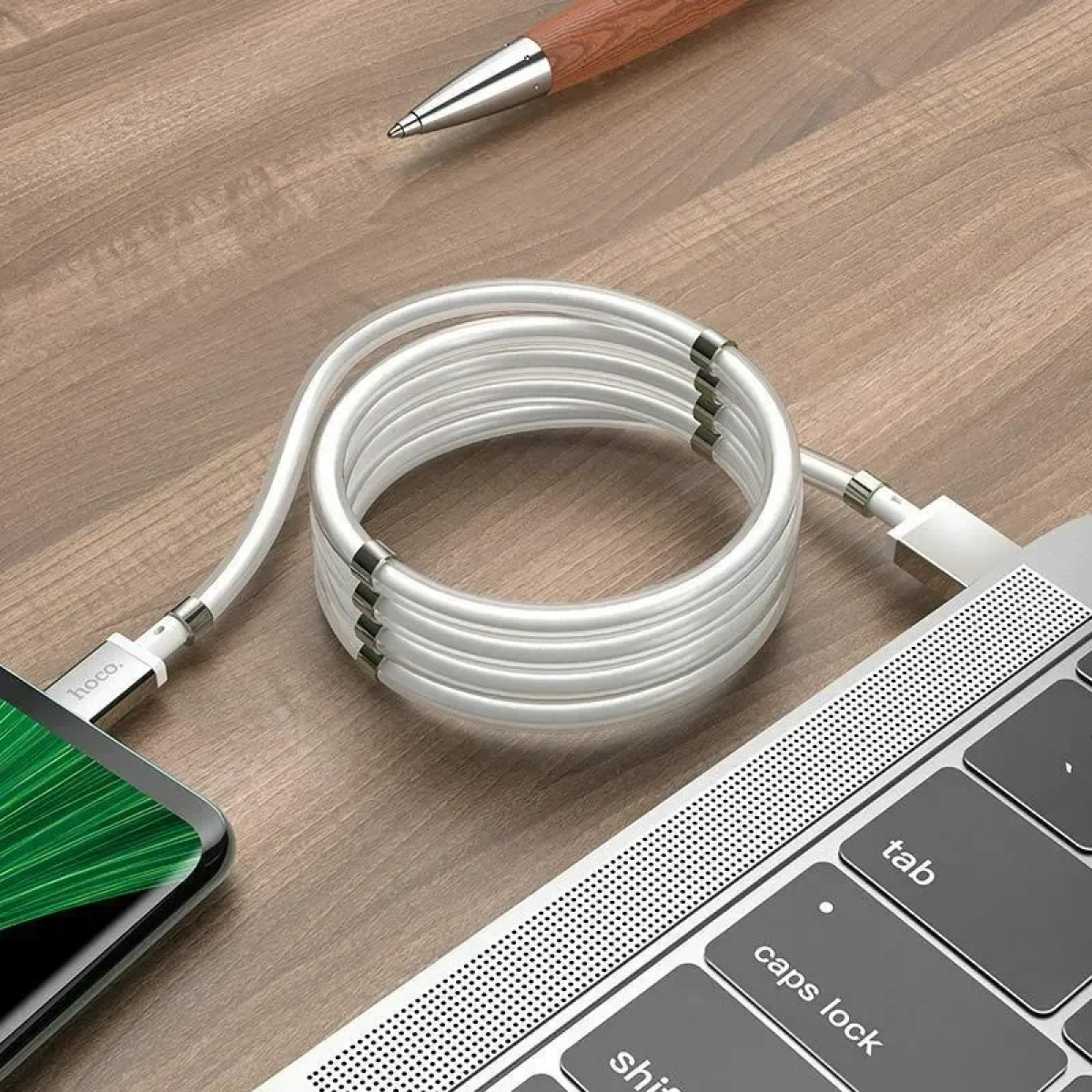 Hoco U91 Magnetic USB 2.0 to micro USB Cable Λευκό 1m (HC-U91M)