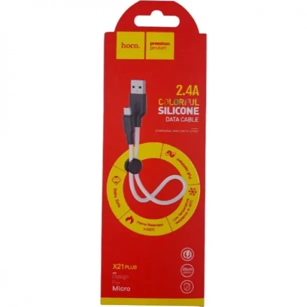 Hoco Braided USB 2.0 to micro USB Cable Λευκό 0.25m (X21)