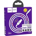Hoco Braided / LED USB 2.0 to micro USB Cable Λευκό 1.2m (U63)