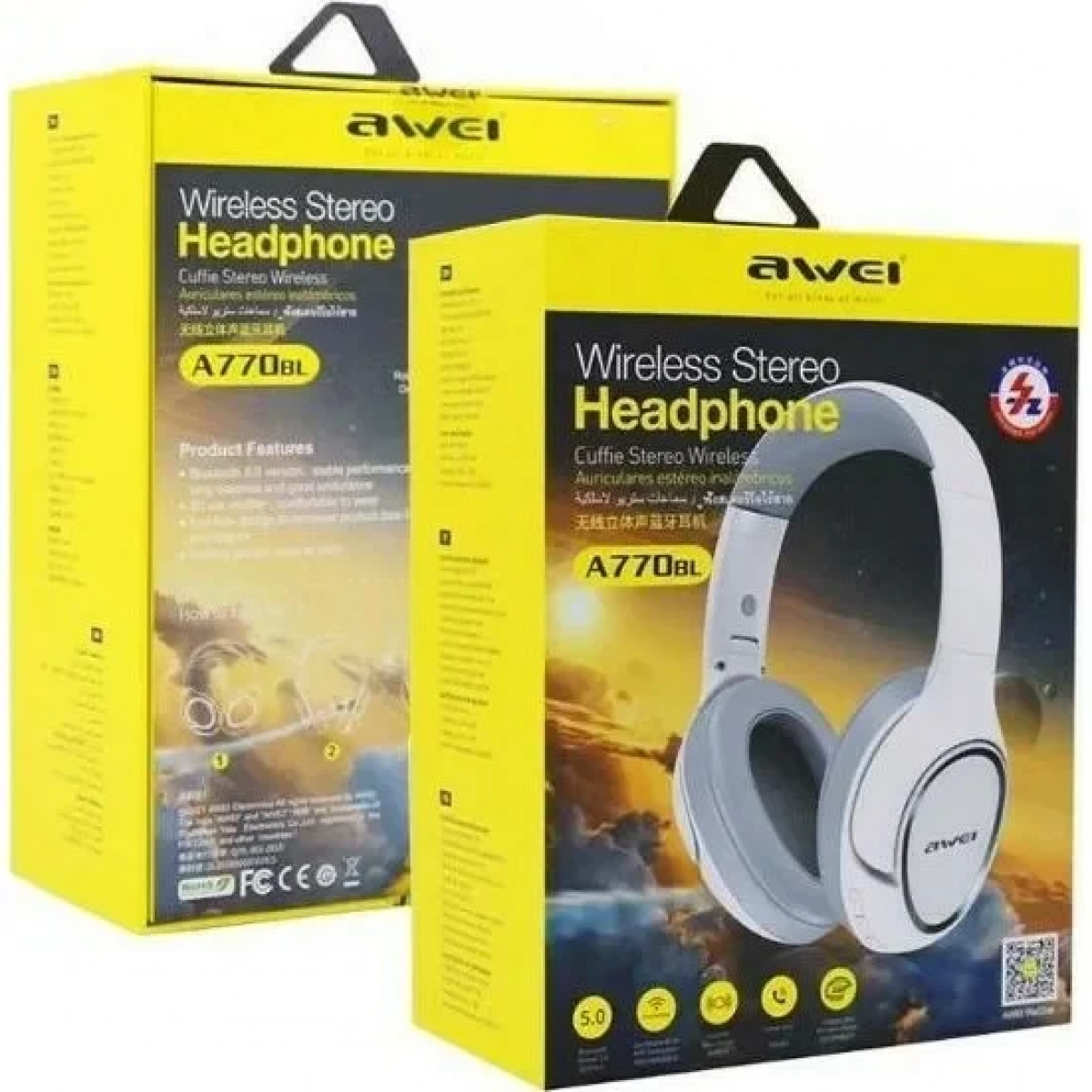 Awei A770BL Ασύρματα/Ενσύρματα Over Ear Ακουστικά Λευκά