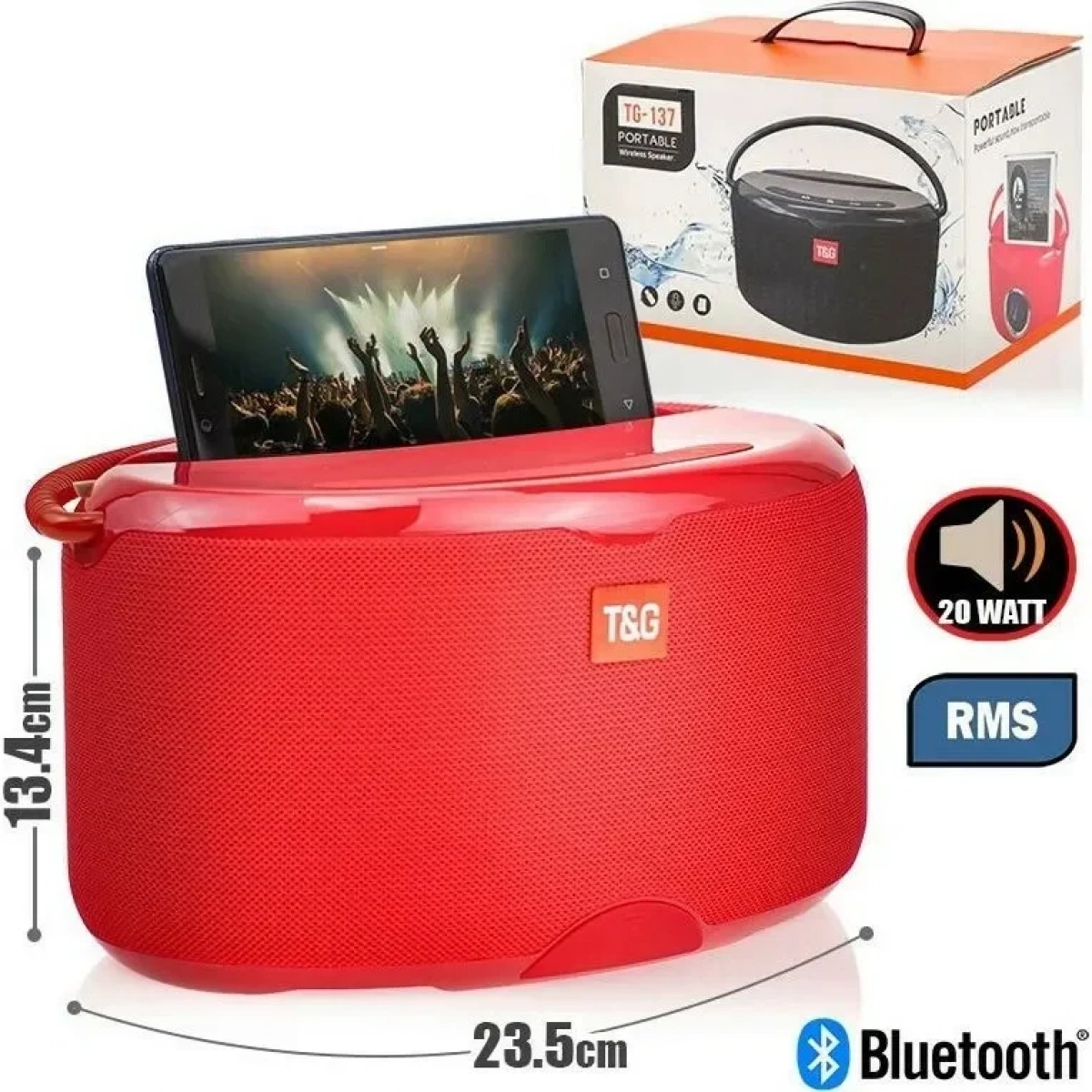 T&G TG-137 Ηχείο Bluetooth 10W με Ραδιόφωνο Κόκκινο