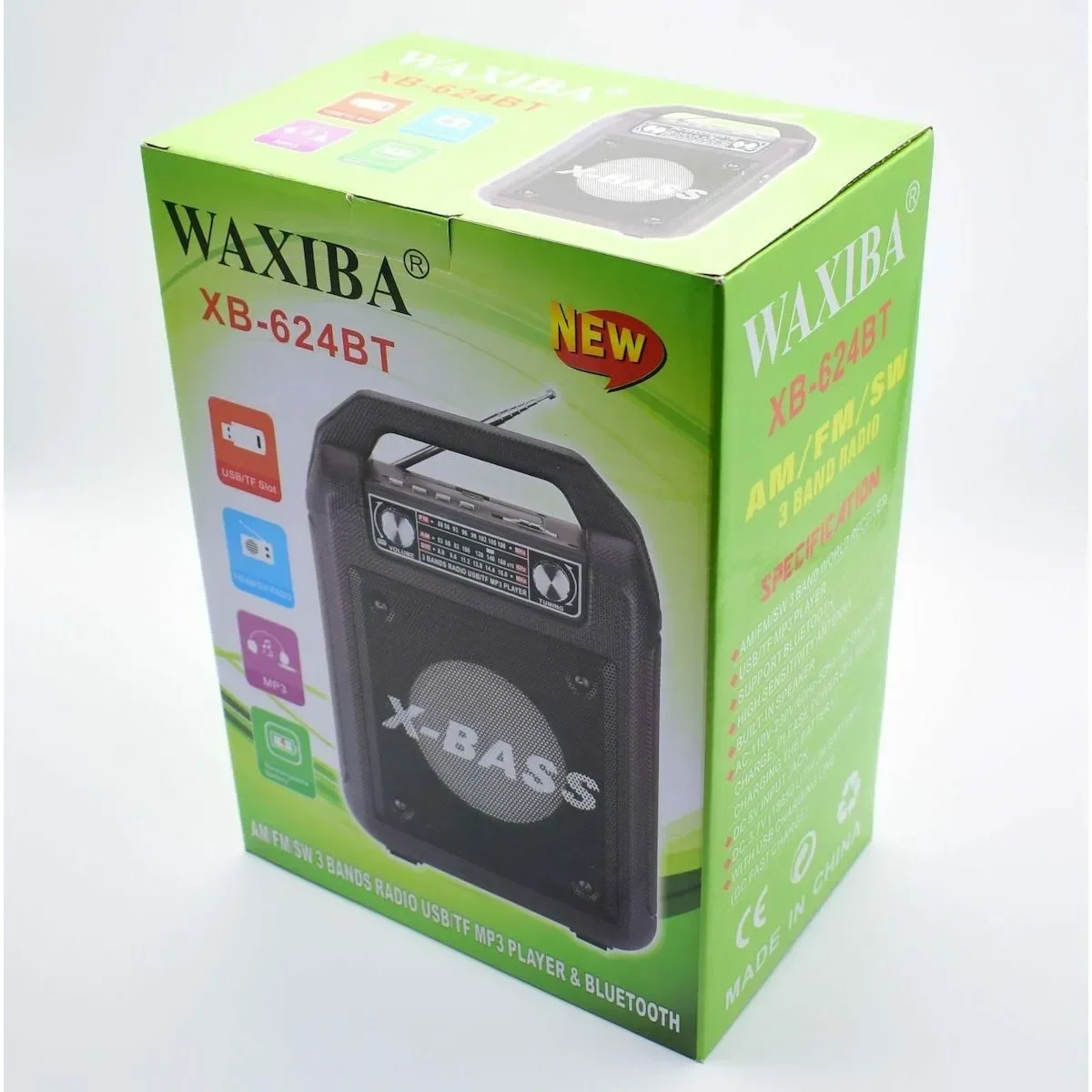 Waxiba XB-624BT Ηχείο Bluetooth 15W με Ραδιόφωνο Black