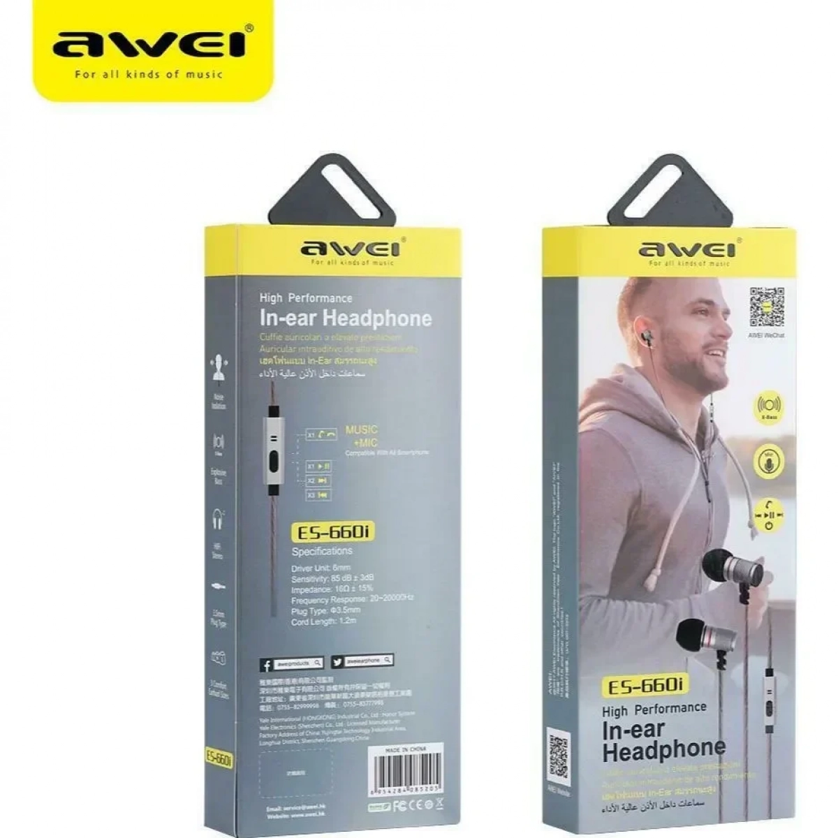 Awei ES-660i In-ear Handsfree με Βύσμα 3.5mm Μαύρο