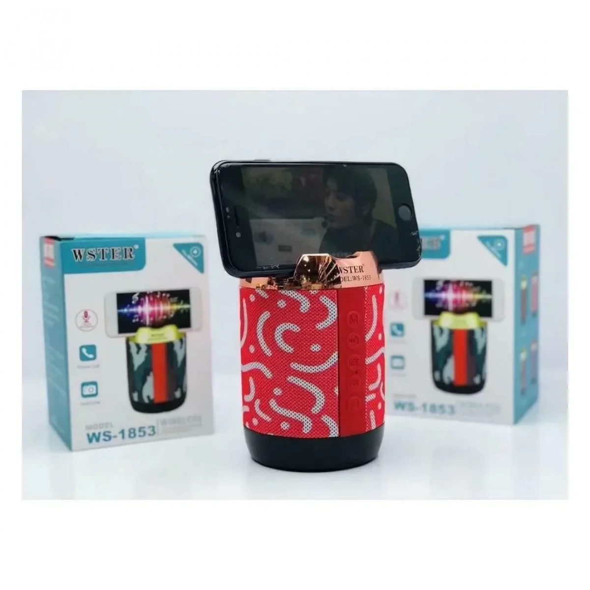 WSTER WS-1853 Ηχείο Bluetooth 3W με Ραδιόφωνο και 3 ώρες Λειτουργίας Red