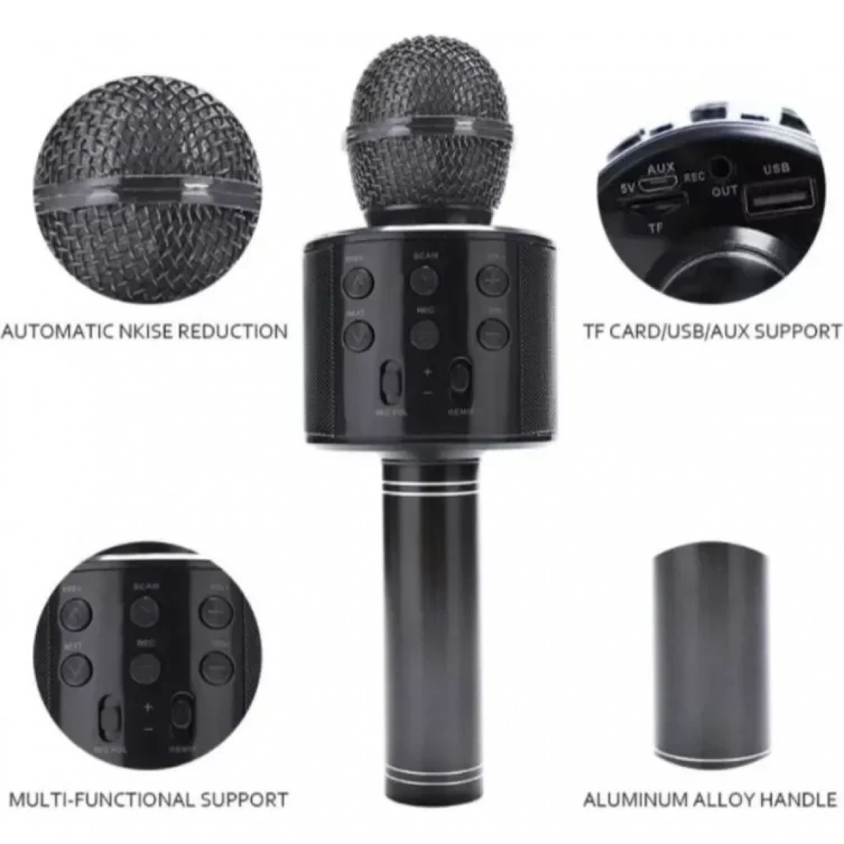 WSTER Ασύρματο Μικρόφωνο Karaoke WS-858L σε Μαύρο Χρώμα