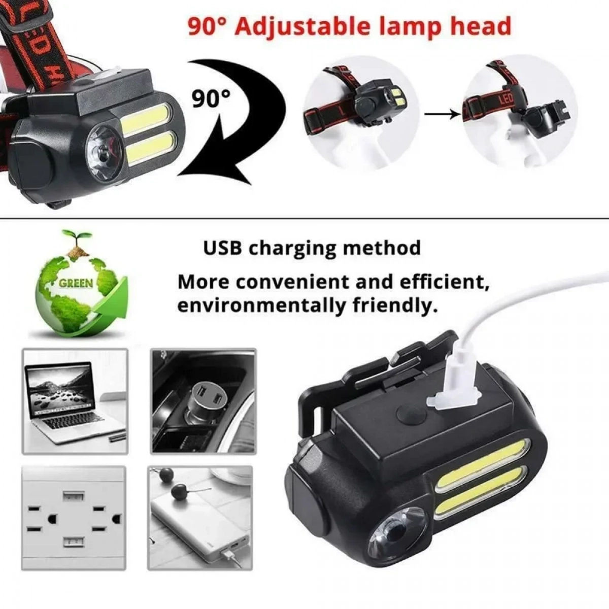 Φακός κεφαλής διπλό Led NF-611 - Image 2