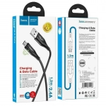 Hoco Braided / LED USB 2.0 to micro USB Cable Μαύρο 1.2m (U93 Shadow)