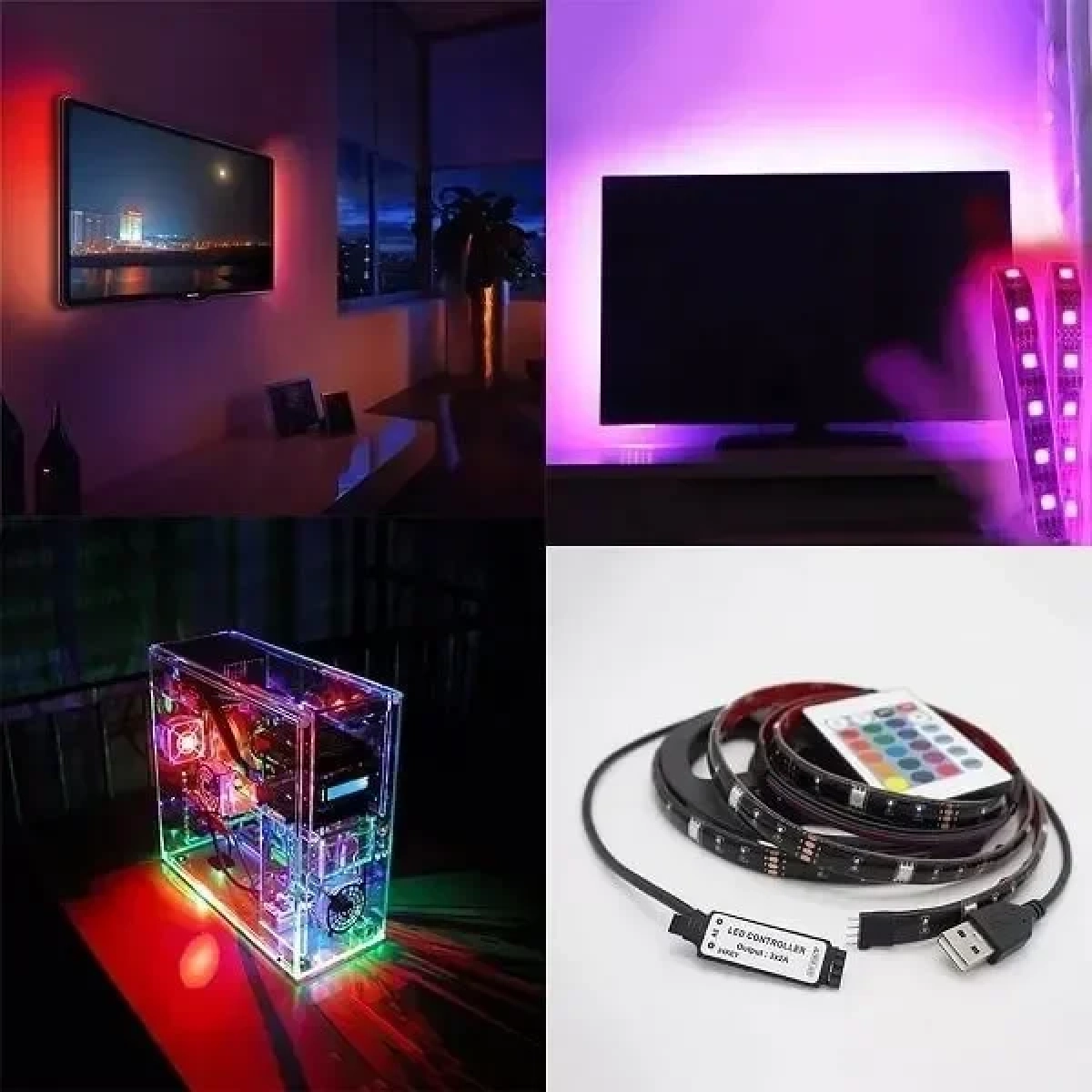 Ταινία LED RGB 4x50cm με Τηλεχειριστήριο SMD5050 USB (5V) USB TV Strip Light