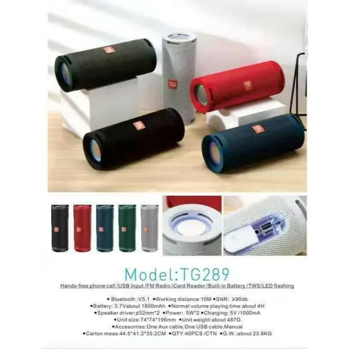 T&G TG-289 Ηχείο Bluetooth 5W με Ραδιόφωνο Dark Blue