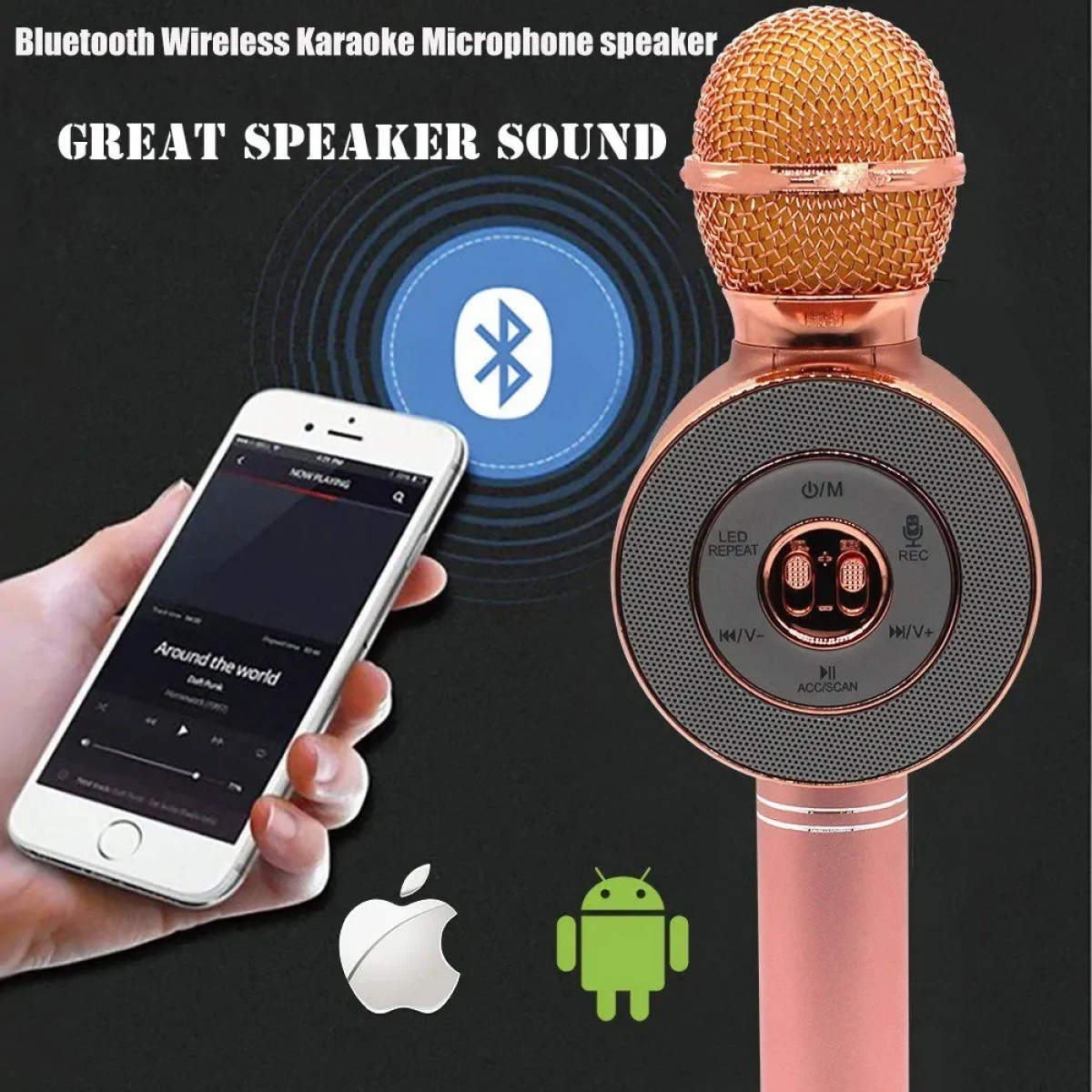 WSTER Ασύρματο Μικρόφωνο Karaoke WS-668 σε Μαύρο Χρώμα