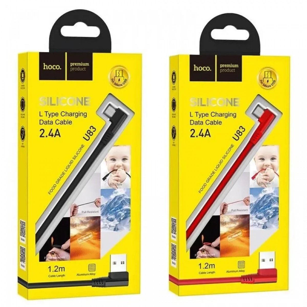 Hoco Angle (90°) USB 2.0 to micro USB Cable Μαύρο 1.2m (U83)