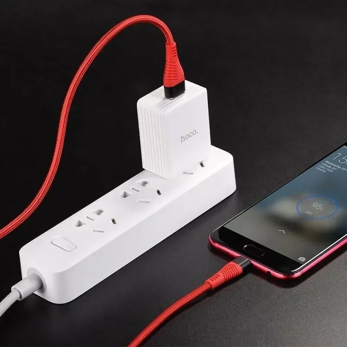Hoco Braided USB 2.0 to micro USB Cable Κόκκινο 1.2m (U53)