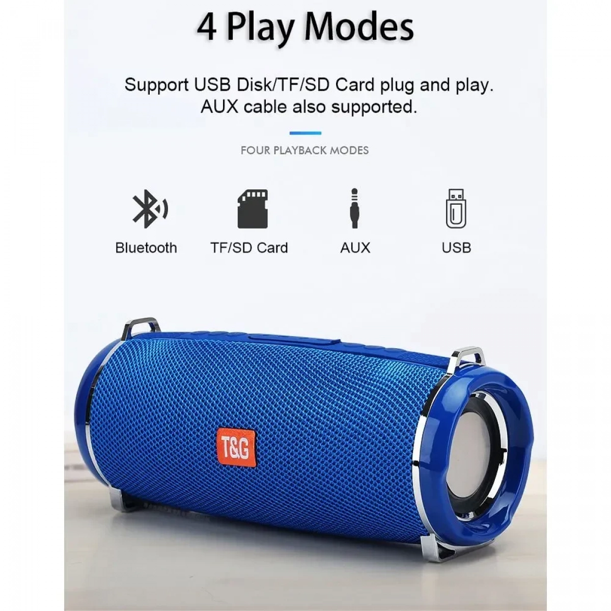 T&G TG-192 Ηχείο Bluetooth 20W με Ραδιόφωνο Blue