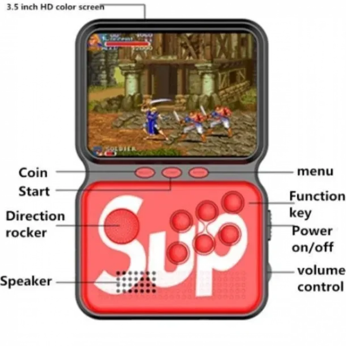 Φορητή Ρετρό Παιχνιδομηχανή με 900+ Classic Games SUP M3 Game Box Power Μαύρο/Κόκκινο