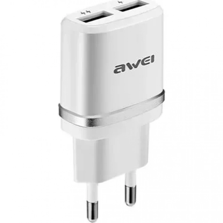 Awei Φορτιστής Χωρίς Καλώδιο με 2 Θύρες USB-A Ασημί (C-930)