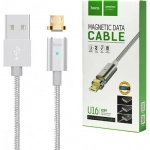 Hoco U16 Braided / Magnetic USB 2.0 to micro USB Cable Ασημί 1.2m (42968)
