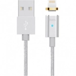 Hoco U16 Braided / Magnetic USB 2.0 to micro USB Cable Ασημί 1.2m (42968)