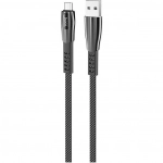 Hoco U70 Splendor Flat / LED USB 2.0 to micro USB Cable Γκρι 1.2m (711625)