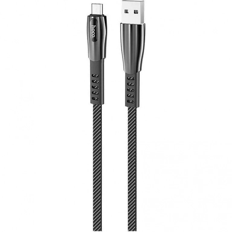 Hoco U70 Splendor Flat / LED USB 2.0 to micro USB Cable Γκρι 1.2m (711625)