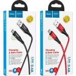 Hoco Braided / LED USB 2.0 to micro USB Cable Μαύρο 1.2m (U93 Shadow)