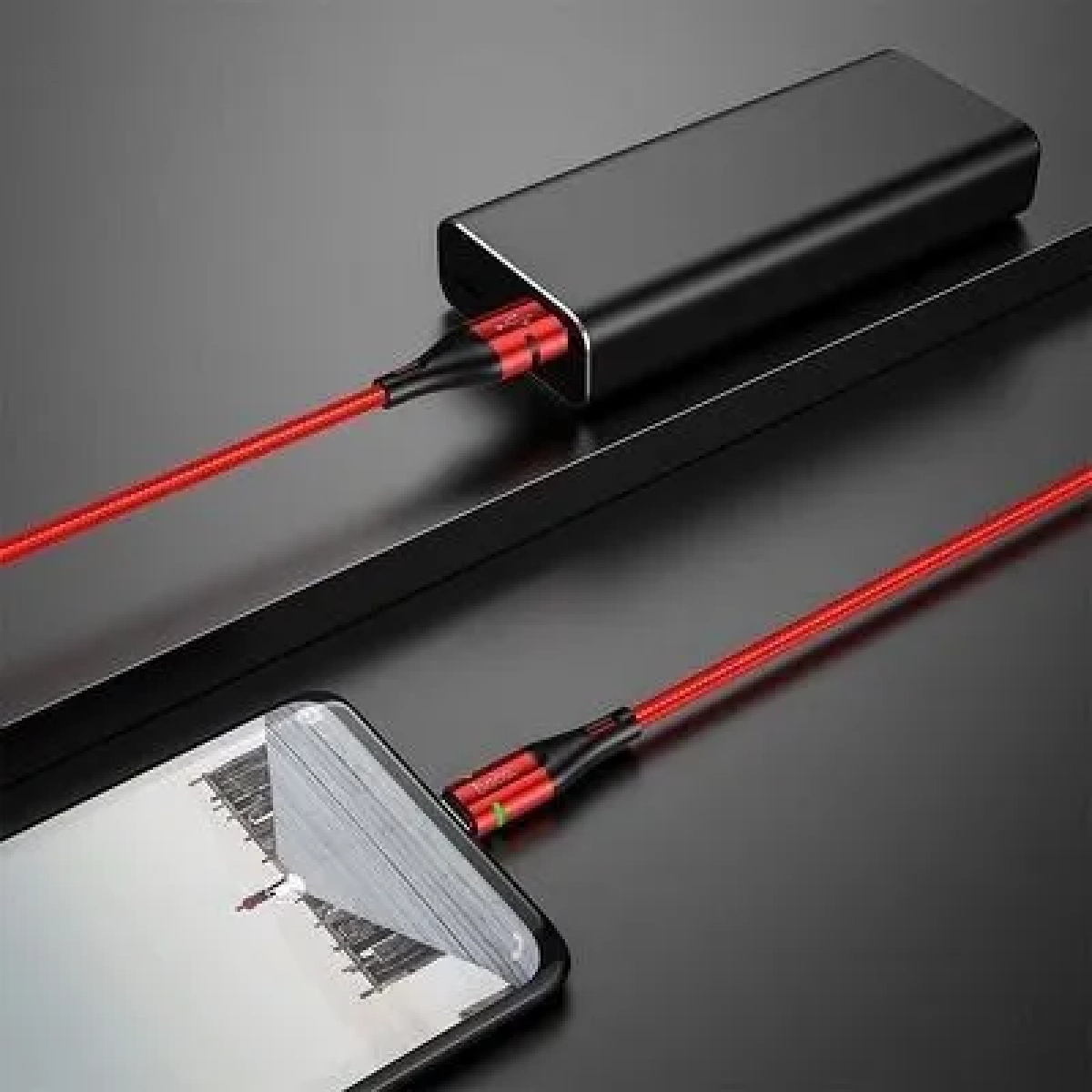 Hoco Braided / LED USB 2.0 to micro USB Cable Κόκκινο 1.2m (U93 Shadow)