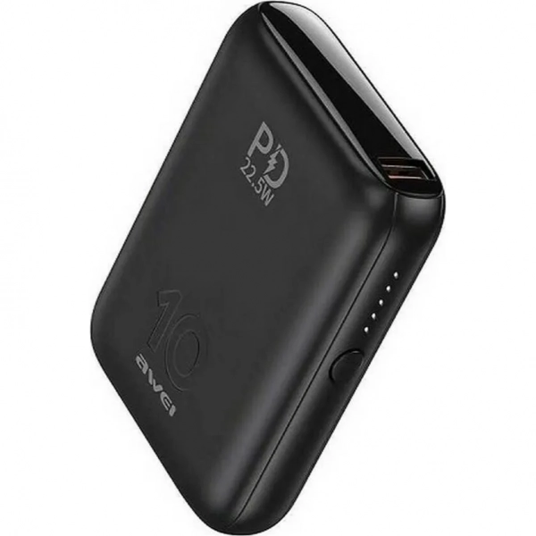 Awei Power Bank P115K 9000mAh 22.5W με Γρήγορη Φόρτιση και USB-C Μαύρο