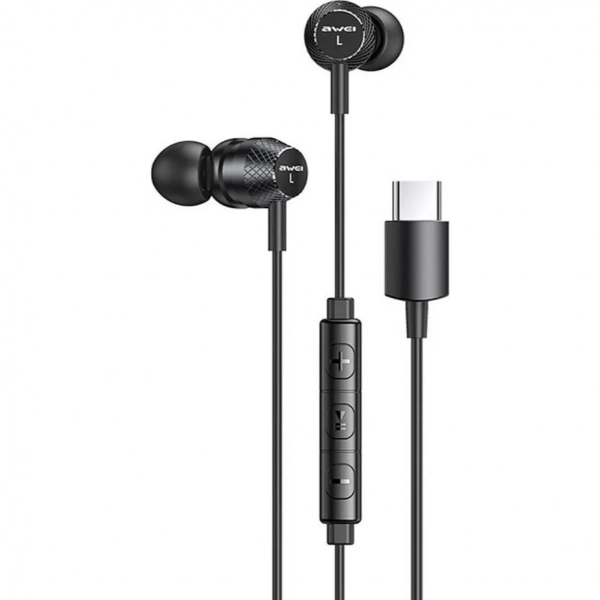 Awei TC-5 In-ear Handsfree με Βύσμα USB-C Μαύρο