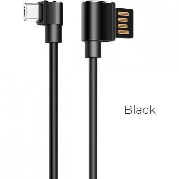 Hoco Angle (90°) / Regular USB 2.0 to micro USB Cable Μαύρο 1.2m (U37)