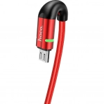 Hoco Braided / LED USB 2.0 to micro USB Cable Κόκκινο 1.2m (U93 Shadow)
