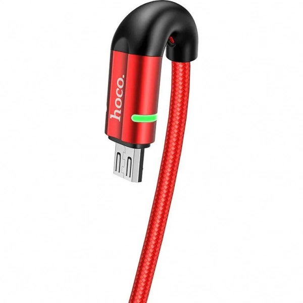 Hoco Braided / LED USB 2.0 to micro USB Cable Κόκκινο 1.2m (U93 Shadow)