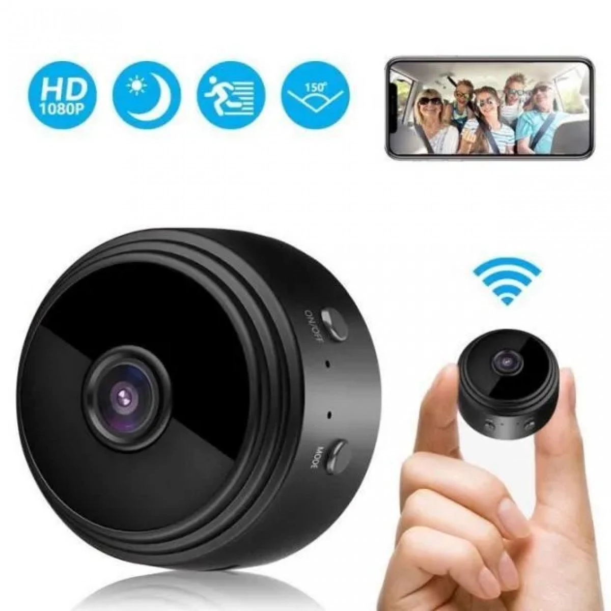 Κρυφή Κάμερα Παρακολούθησης Mini Ασύρματη IP WiFi 720p HD με Μπαταρία ARA-BWNUS-170012 Μαύρο