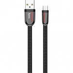 Hoco Braided / Flat USB 2.0 to micro USB Cable Μαύρο 1.2m (U74)