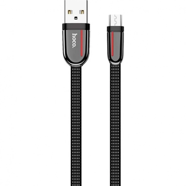 Hoco Braided / Flat USB 2.0 to micro USB Cable Μαύρο 1.2m (U74)