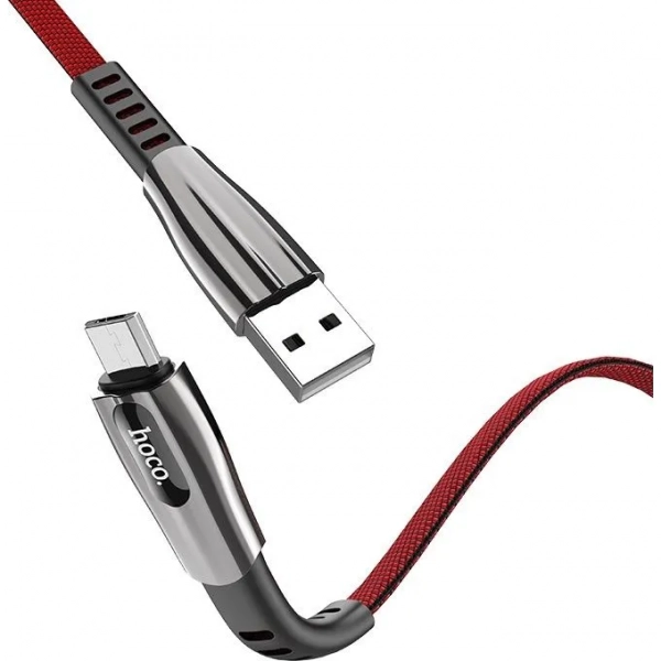 Hoco U70 Splendor Flat / LED USB 2.0 to micro USB Cable Κόκκινο 1.2m (711618)