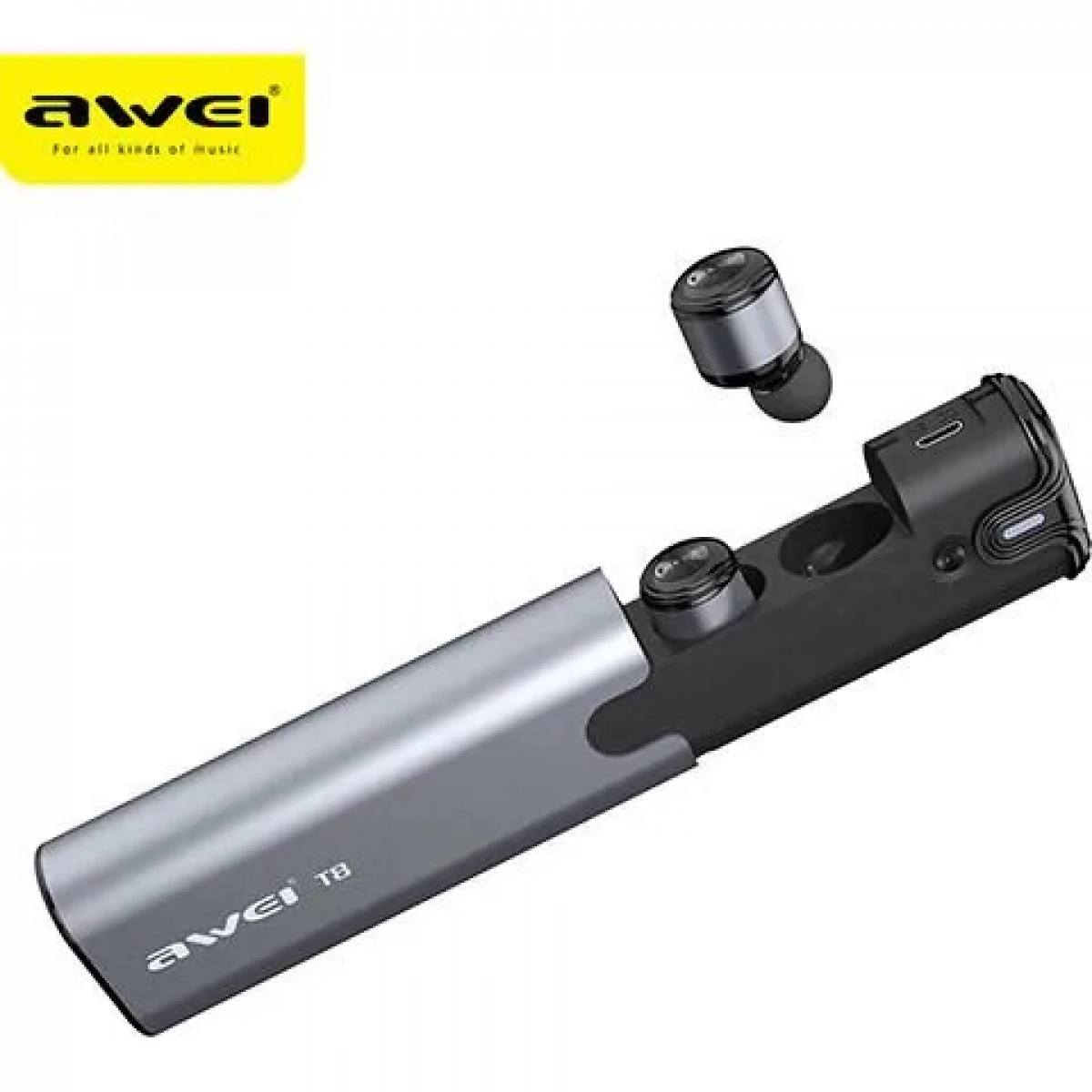 Awei T8 In-ear Bluetooth Handsfree Γκρι