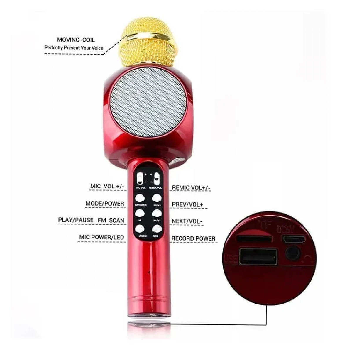WSTER Ασύρματο Μικρόφωνο Karaoke WS-1816 σε Μπλε Χρώμα