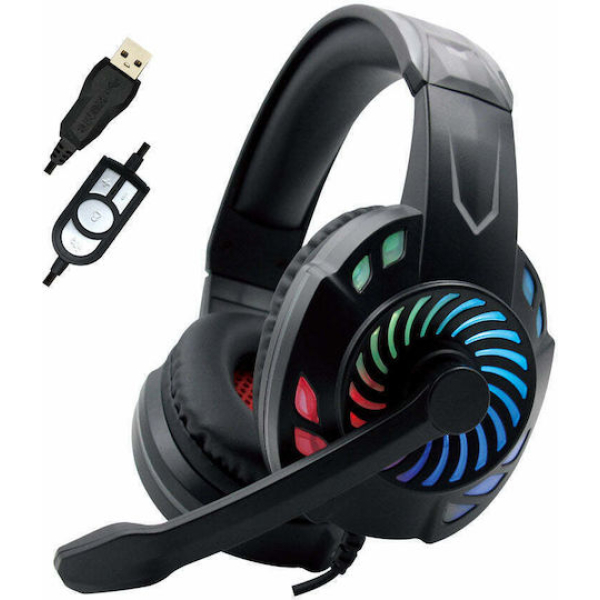 Komc KM666 Over Ear Gaming Headset USB – Μαύρο