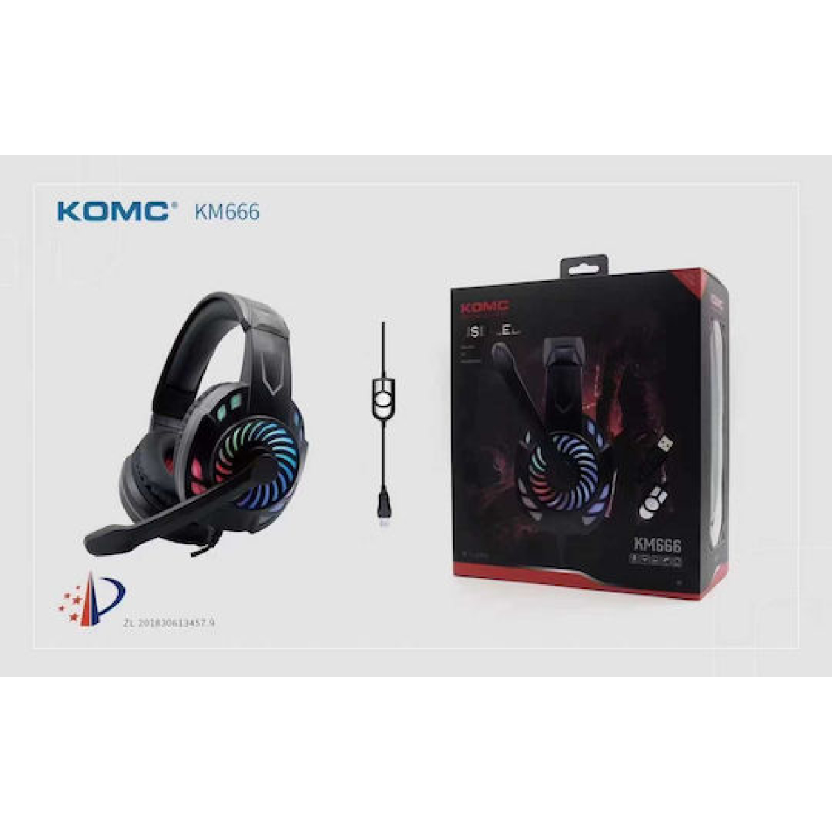 Komc KM666 Over Ear Gaming Headset USB – Μαύρο