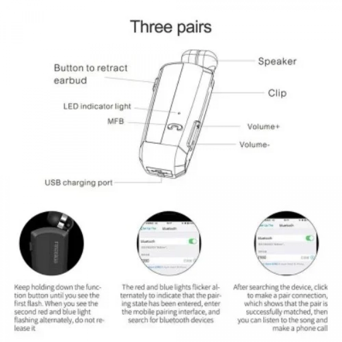 Fineblue F990 In-ear Bluetooth Handsfree Λευκό