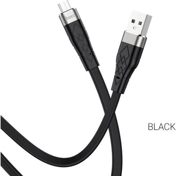 Hoco Flat USB 2.0 to micro USB Cable Μαύρο 1m (X53)