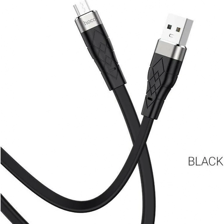 Hoco Flat USB 2.0 to micro USB Cable Μαύρο 1m (X53)