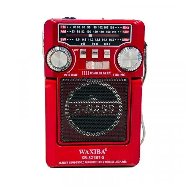 Waxiba XB-821BT Retro Επιτραπέζιο Ραδιόφωνο Ηλιακό με Bluetooth και USB Κόκκινο