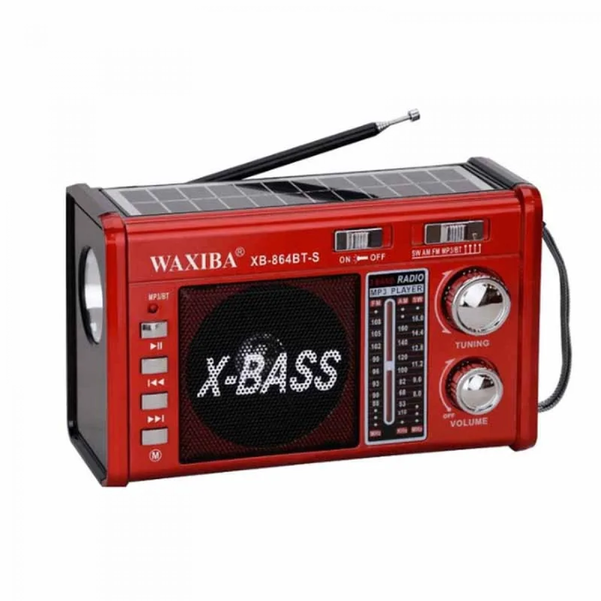 XB-864 Φορητό Ραδιόφωνο Ηλιακό με Bluetooth Κόκκινο