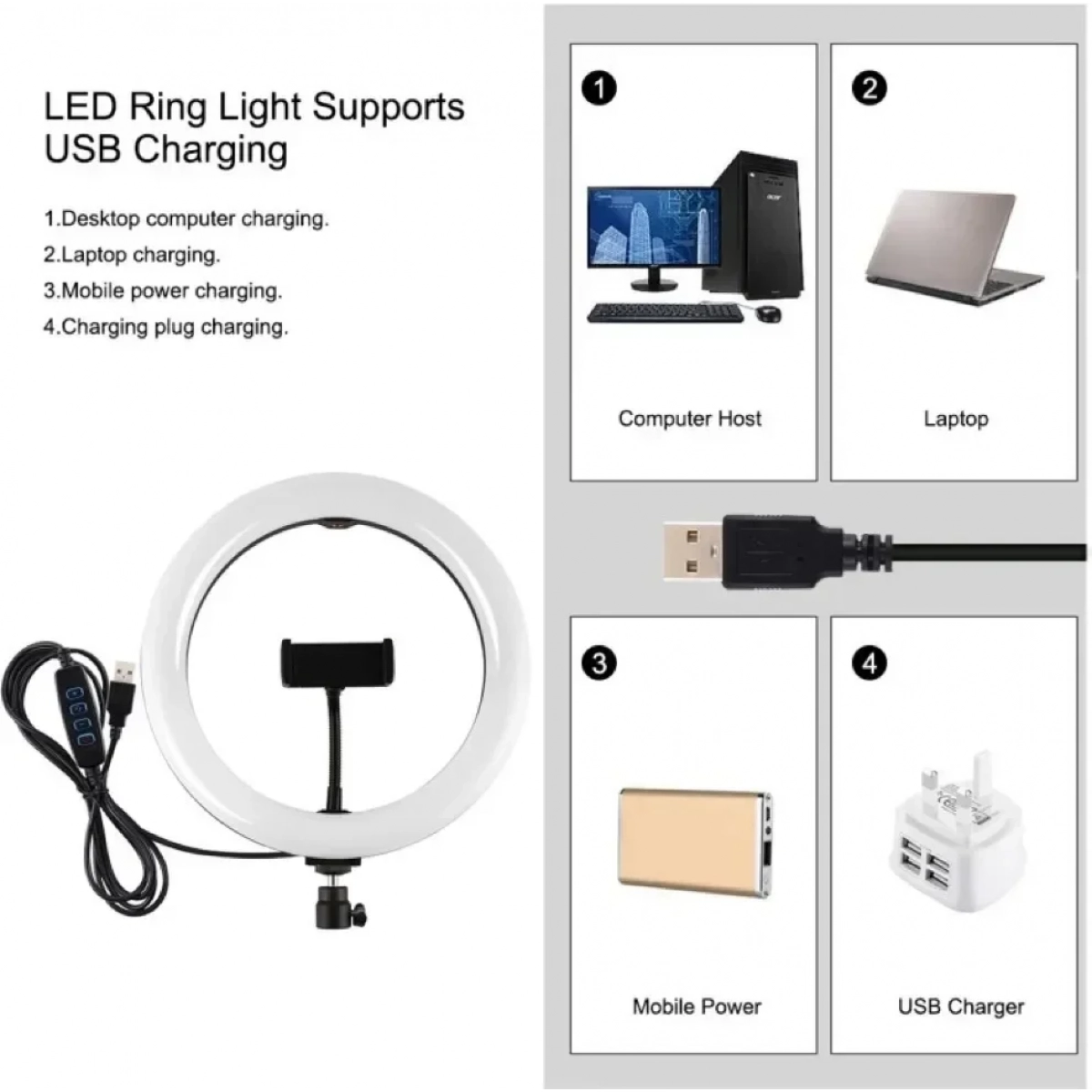 Puluz Ring Light PKT3053B 26cm με Τρίποδο και Βάση για κινητό - Image 3