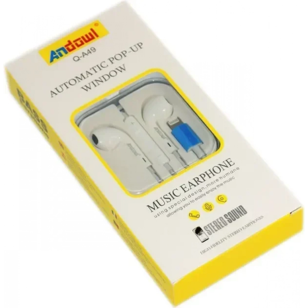 Andowl Q-A49 In-ear Handsfree με Βύσμα Lightning Λευκό - Image 4
