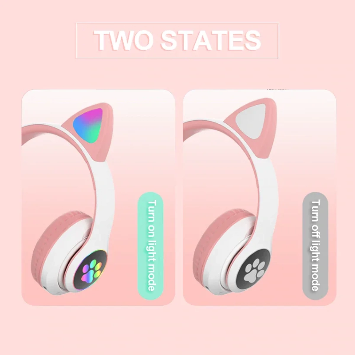 Laibuy A1 Ασύρματα/Ενσύρματα On Ear Παιδικά Ακουστικά Ροζ