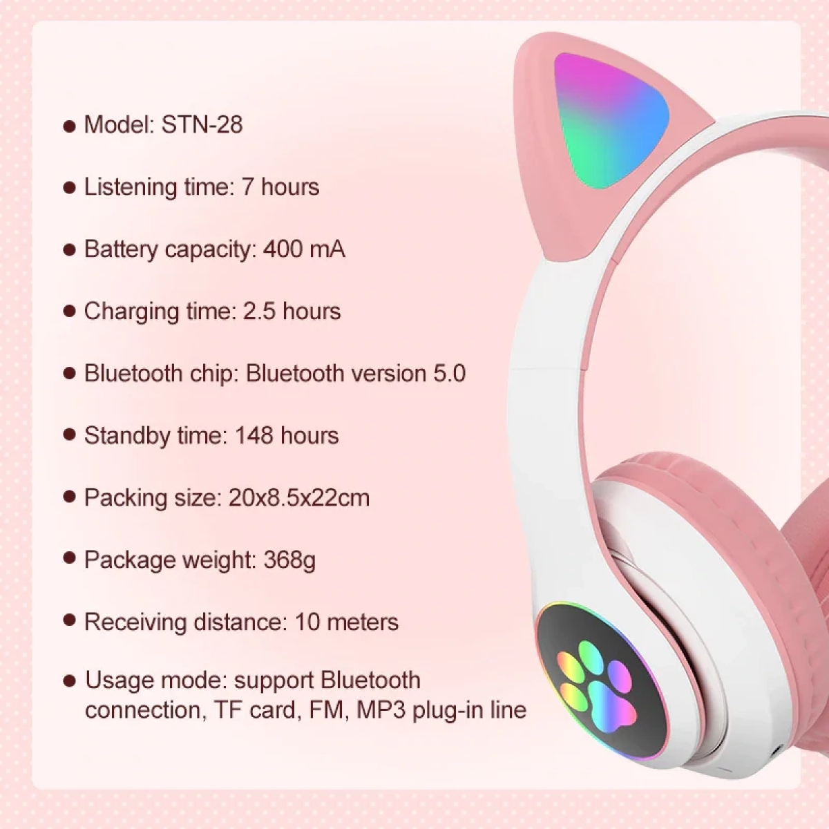 Laibuy A1 Ασύρματα/Ενσύρματα On Ear Παιδικά Ακουστικά Ροζ